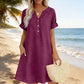 🏖️ 50 % RABATT! 👗 Avslappnad V-ringad klänning – fickor, andningsbar & smickrande passform, din sommarfavorit 🌿