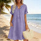 🏖️ 50 % RABATT! 👗 Avslappnad V-ringad klänning – fickor, andningsbar & smickrande passform, din sommarfavorit 🌿
