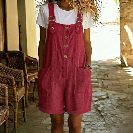 👖 50 % RABATT NU! ✨ Retro enfärgad overall – justerbara axelband, stora fickor & avslappnad passform – perfekt sommar-casual essential ☀️