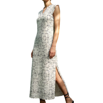 👗 50 % RABATT! 🔥 Ärmlös maxiklänning med V-ringning & sidenslits – elegant, luftig & perfekt för varma sommardagar eller strandkvällar 🌊✨