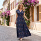 👗 50 % RABATT NU! 🌸 Blommig V-ringad maxiklänning – elegant rynkad midja & premiumtyg, perfekt sommarfavorit ✨
