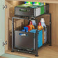 💪📦 Organiseur d'armoire coulissant à 2 niveaux – 5 hauteurs réglables, acier carbone robuste, grande capacité, sans montage ✨🥫