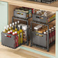 💪📦 Organiseur d'armoire coulissant à 2 niveaux – 5 hauteurs réglables, acier carbone robuste, grande capacité, sans montage ✨🥫