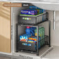 💪📦 Organiseur d'armoire coulissant à 2 niveaux – 5 hauteurs réglables, acier carbone robuste, grande capacité, sans montage ✨🥫
