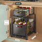 💪📦 Organiseur d'armoire coulissant à 2 niveaux – 5 hauteurs réglables, acier carbone robuste, grande capacité, sans montage ✨🥫