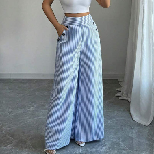 🔥 BÄSTSÄLJARE! 50 % RABATT 👖 Vida byxor med knappdetaljer – smickrande passform & tidlös skandinavisk stil 💫