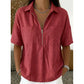 Women's Casual V-neck Zipper Short-Sleeved Top