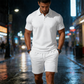 🏌️‍♂️ Herr 2-delars set – piké & shorts i fukttransporterande tyg, sval passform & perfekt för golf, promenader & lata dagar 🌿