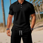 🏌️‍♂️ Herr 2-delars set – piké & shorts i fukttransporterande tyg, sval passform & perfekt för golf, promenader & lata dagar 🌿