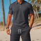🏌️‍♂️ Herr 2-delars set – piké & shorts i fukttransporterande tyg, sval passform & perfekt för golf, promenader & lata dagar 🌿