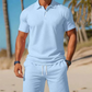 🏌️‍♂️ Herr 2-delars set – piké & shorts i fukttransporterande tyg, sval passform & perfekt för golf, promenader & lata dagar 🌿