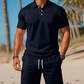 🏌️‍♂️ Herr 2-delars set – piké & shorts i fukttransporterande tyg, sval passform & perfekt för golf, promenader & lata dagar 🌿