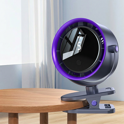 Batteridriven clip-on fläkt med 5 hastigheter & nattlampa 🌙 Fäst den överallt – tyst, sval & bärbar hela dagen 🔋✨
