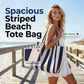 🌸 50 % RABATT NU! 🌸 Klassisk randig strand- & shoppingväska – rymlig, stilren & perfekt för soliga dagar 🏖️🛍️