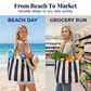 🌸 50 % RABATT NU! 🌸 Klassisk randig strand- & shoppingväska – rymlig, stilren & perfekt för soliga dagar 🏖️🛍️