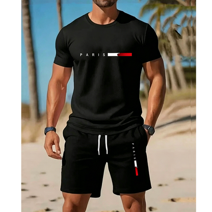 ✨ Sommarerbjudande: 50 % RABATT! 👕 2-delat herrset med tryckt topp & shorts – stilrent, luftigt & perfekt för varma dagar ☀️