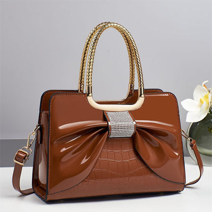 Elegant damaxelväska med rosett & krokodilmönster 👜 Lyxig textur, söt rosett & tidlös elegans – din perfekta vardagsaccessoar ✨