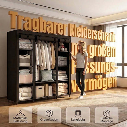 📦🏠 Armoire portable en tissu – Acier robuste, 3 tailles, montage facile, créez un espace de rangement propre et fermé dans votre chambre ou dressing, sans percer ni visser 🧥✨