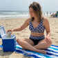 👙 50% DE RÉDUCTION 💐 Bikini deux pièces taille haute – Col V, motif géométrique & extensible – Séchage rapide, parfait pour la plage ou la piscine – confortable et tendance 🌊✨