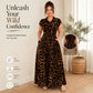 Elegant klänning med uppvikt krage & leopardmönster 🐆 Djärv stil, mjukt fall – enkel elegans för alla tillfällen ✨
