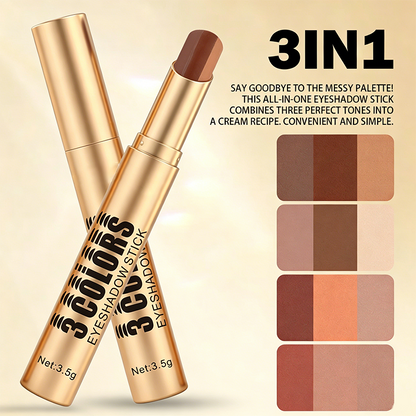 👁️ Stick fard à paupières dégradé 3 en 1 ✨ | Embout incurvé, application en un geste | Formule waterproof longue tenue 💧 | 4 teintes polyvalentes