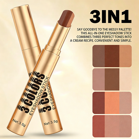 👁️ Stick fard à paupières dégradé 3 en 1 ✨ | Embout incurvé, application en un geste | Formule waterproof longue tenue 💧 | 4 teintes polyvalentes