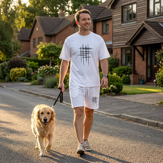 Herr casual topp & shorts-set 👕 Mjuk känsla, ledig stil – redo för soliga dagar ☀️✨