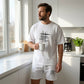 Herr casual topp & shorts-set 👕 Mjuk känsla, ledig stil – redo för soliga dagar ☀️✨