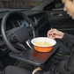 🍔 2-i-1 bilbricka & spaltfyllare – använd som rattbricka för mat & laptop, fyll sätesspalten så mobil & nycklar inte faller, enkel att montera 🔧