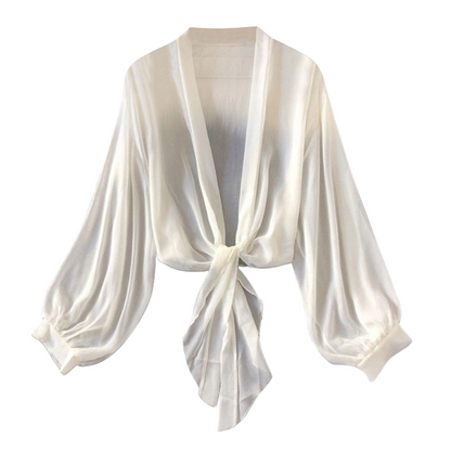 🕶️ Chiffong cardigan med knytning – lätt, elegant & enkel att styla till jeans, klänning & shorts, perfekt för svala kvällar 🌿