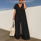 🌬️ Kvinnors lösa jumpsuit – V-ringning, vida ben & luftig passform, perfekt för varma dagar & lata söndagar 🌿