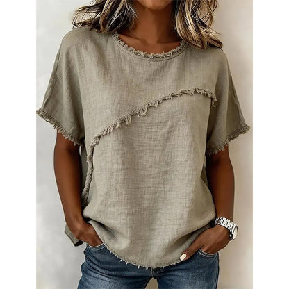 👚 50% RABATT NU! 🌾 Sommartopp med Råkantspaneler – Avslappnad & Hudvänlig 🌸