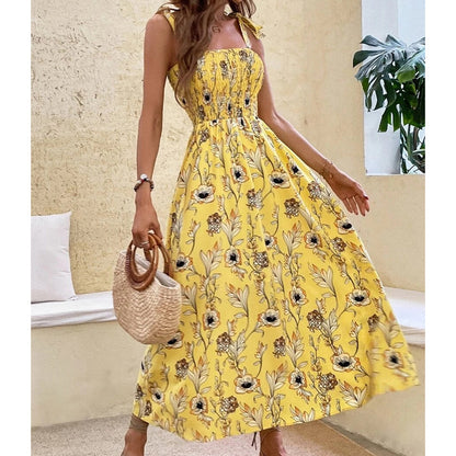 🌼 Elegant blommig bandklänning – vintage-inspirerad, mjukt tyg & perfekt för brunch, picknick & sommarkvällar 🥂