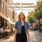 🌬️ Lätt kortärmad denimjacka – andningsbar, mjuk & perfekt för svala sommarkvällar, enkel att packa & ta med 🧳