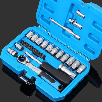📐🔧 Coffret douilles universel – Cliquet à angle réduit, rallonge et cardan inclus, s’adapte aux boulons de moto, voiture et meubles, débloquez tout sans vous coincer les doigts 🖐️🚗