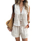 🎀 Dam sommar-set – knuten topp med matchande shorts, luftigt tyg & perfekt för brunch, shopping & lata dagar vid vattnet 🌊