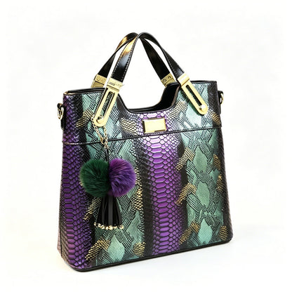 🏆 SISTA DAGEN – 50 % RABATT! 🔥 Elegant totebag i ormmönstrat PU-läder – lyxig textur, rymligt fack & perfekt för kontor, shopping & weekend 🌸