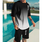 🎨 Herr 3D-gradient set – T-shirt & shorts, unik färgövergång, andningsbart tyg & perfekt för semester, festival & vardag 🌴