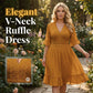 👗 50 % RABATT ☁️💗 Dam V-ringad klänning med volanger – smickrande siluett, mjukt fall & perfekt för varma dagar 🌿