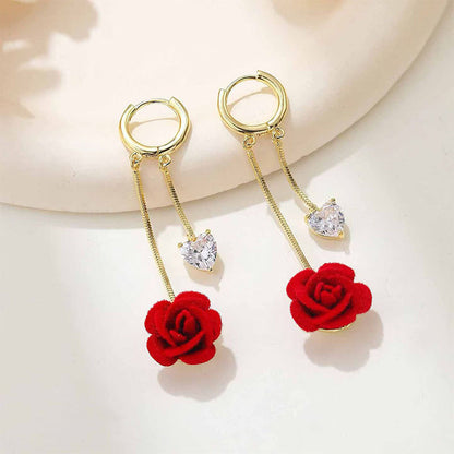 🥀 Franska vintage ros-örhängen – dinglande design, antik silverfinish & perfekta för romantiska middagar, bröllop & alla hjärtans dag 💕