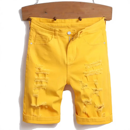 🎸 Herr trasiga denim-shorts – casual, ripped design & perfekta för festival, strand & stadsvandring, svala & bekväma ☀️