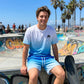 🏃‍♂️ Herr kortärmad gradient-set – tröja & shorts i andningsbart tyg, perfekt för löpning, strand & casual fritid 🌊