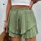 💃 Dam flödande shorts med volang-lager – kjol-liknande utseende med shorts-trygghet, resår med dragsko & andningsbart tyg, perfekt för varma dagar & strandpromenader 🏖️