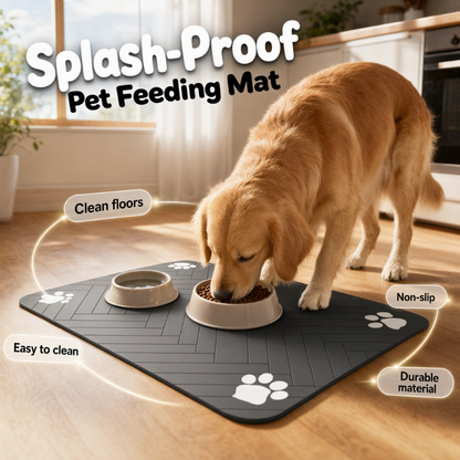 🐾💧 Tapis de gamelle en terre de diatomées – Surface imperméable, absorption rapide, rebord anti-débordement, pour une zone repas toujours propre et sèche, sans effort 🧼✨