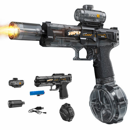 🔫 Elektrisk vattenpistol med ficklampa – automatisk vattenstråle, inget pumpande & perfekt för poolparty, strand & trädgård, lys upp kvällsleken 🌙