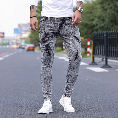 💃 Herr figurnära trasiga jeans – stretchigt denimtyg, slitna detaljer & perfekta för att framhäva siluetten, bekväma hela dagen 🌿