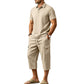 👔 PROMO EXCEPTIONNELLE 54% DE RÉDUCTION ! ☀️ Ensemble Lin Homme Été – Chemise Ample & Short Cargo – Respirant & Élégant – Parfait pour les Journées Chaudes et les Sorties Décontractées 🌊✨🩳