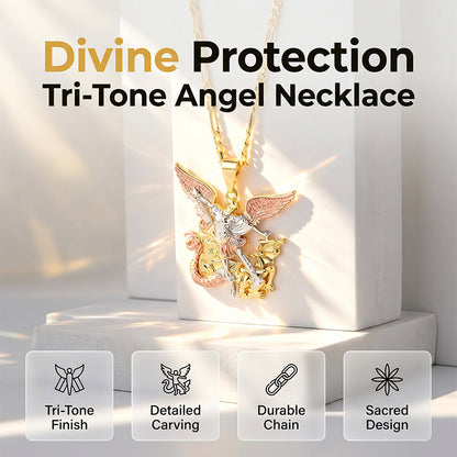 👼✨ Collier pendentif ange gardien tricolore – Fini doré, design délicat et symbolique, un vrai porte-bonheur au quotidien 💛🕊️