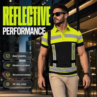 👔 57% DE RÉDUCTION ⏰ Chemise homme manches courtes haute visibilité réfléchissante – Bande réfléchissante & respirante – Idéale pour le travail, le chantier ou les sorties nocturnes – sécurité et confort au quotidien ✨🦺🌙