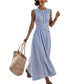 ⏳Offre limitée dans le temps : 50 % de réduction⏰Robe longue rayée sans manches pour femme🎀👗
